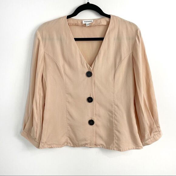 Frank and Oak Peach Tencel Button Down Blouse Sz Small - Picture 4 of 13